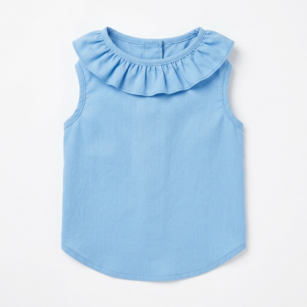 Frilled-collar cotton blouse