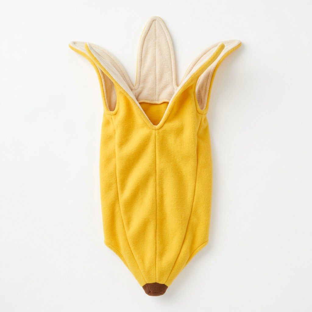 Banana costume: peel-shaped suit with the peel tips standing up around the face