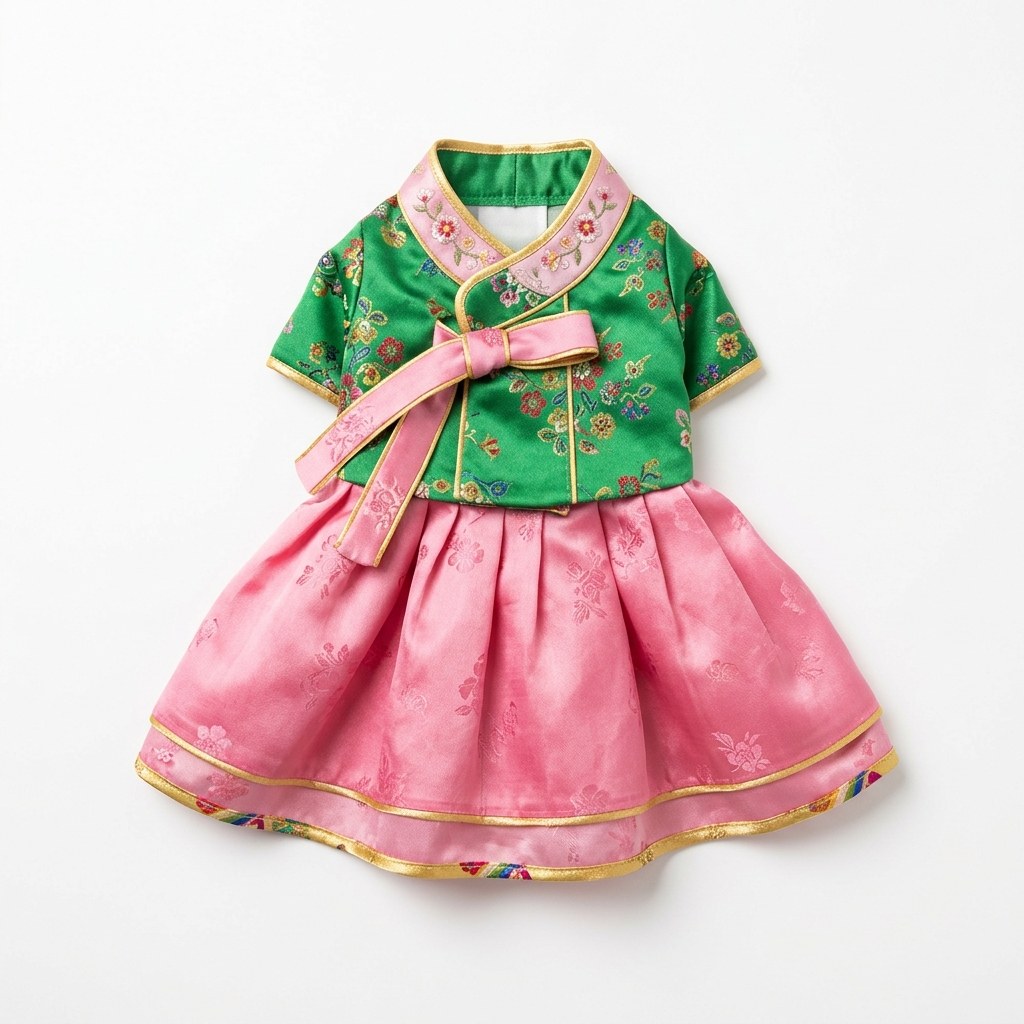Hanbok (Korean traditional dress): jacket with a ribbon tie and a full skirt