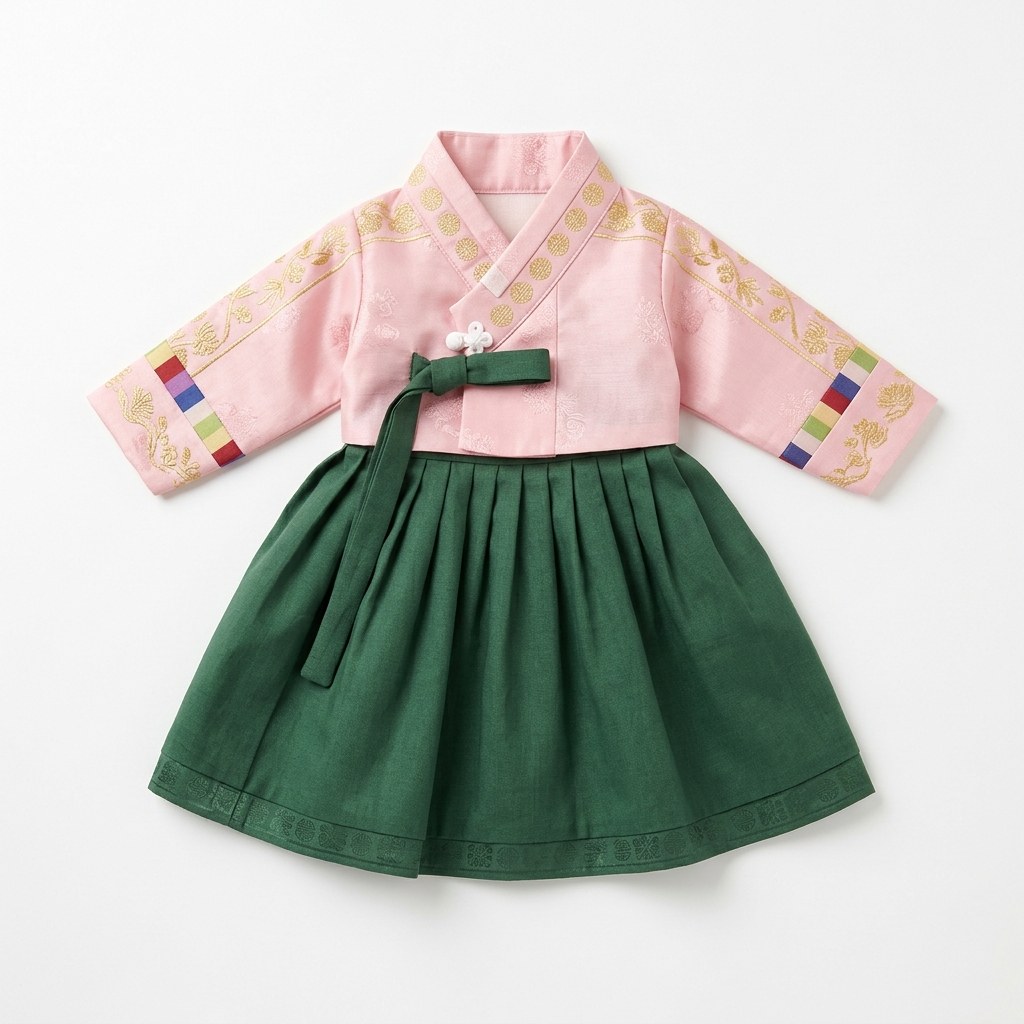 Hanbok-style dress with jeogori top and full chima skirt